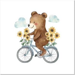 Sunflower bike bear Posters and Art